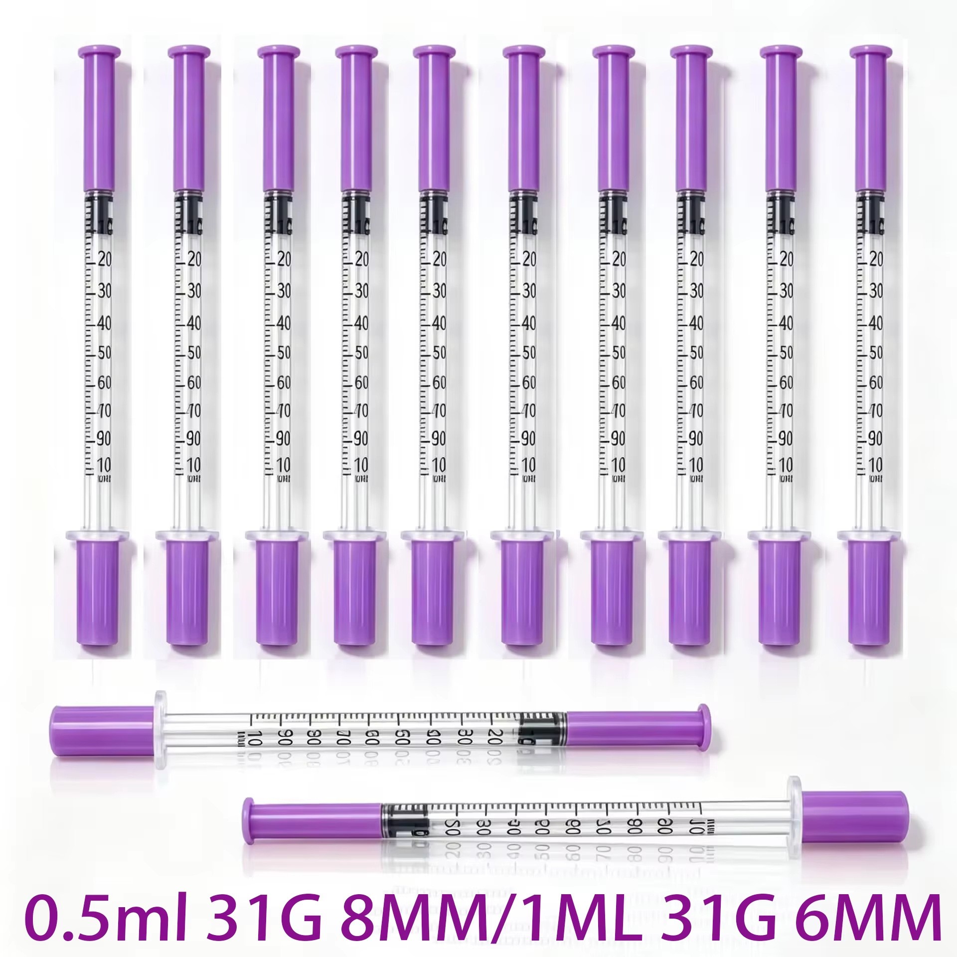 Food Storage Types - Purple Colored Disposable Sterile Insulin Syringe