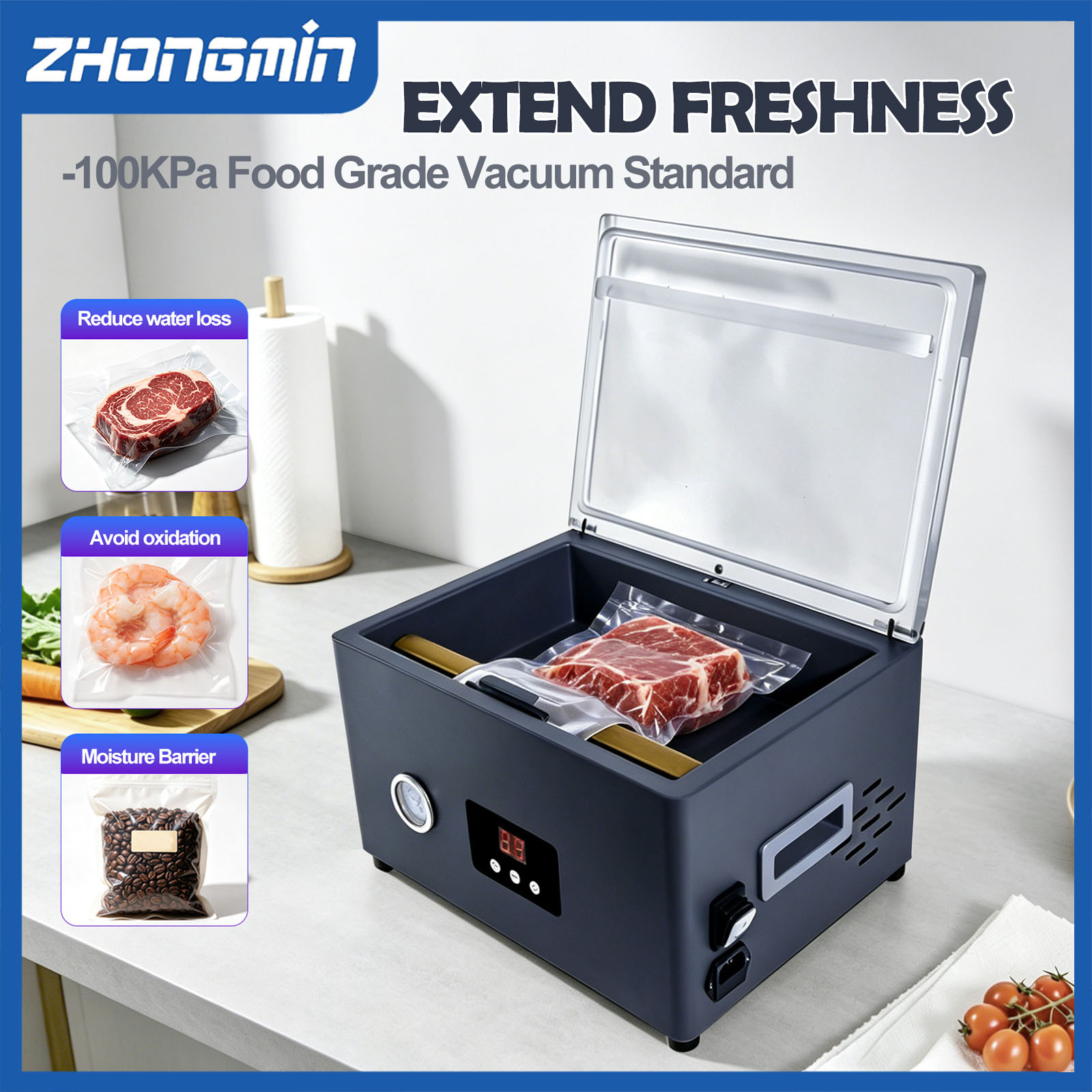 Food Storage Vacuum Sealer Machine - ZHONGMIN Food Vacuum Sealer Machine Electric