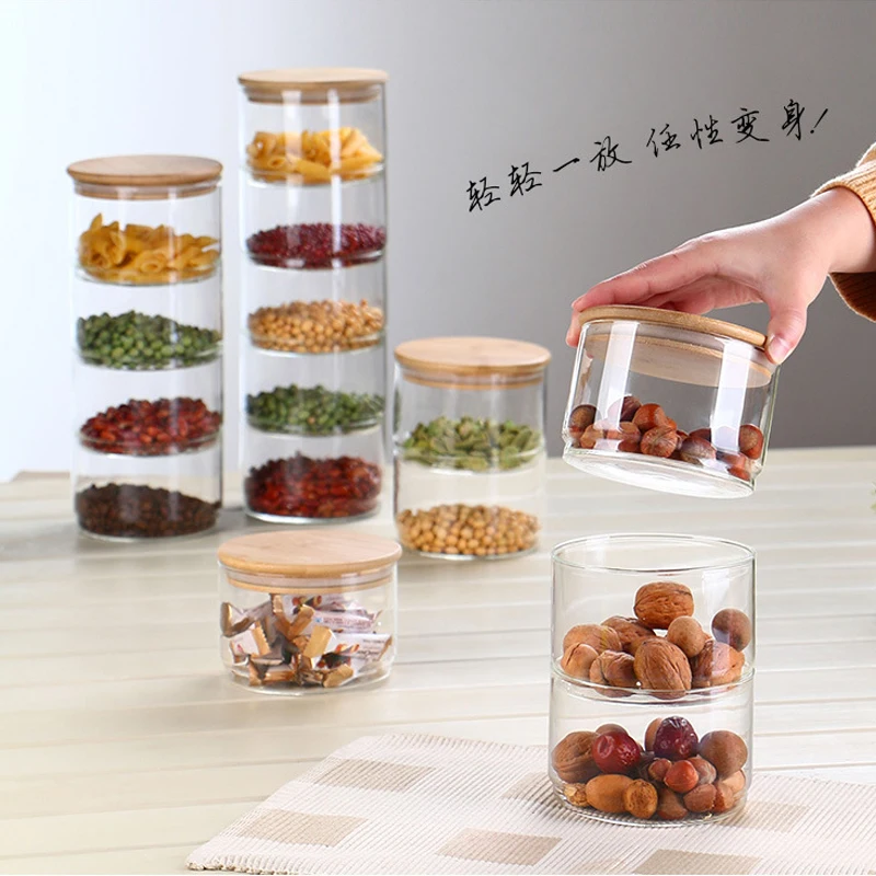 New1200 Ml 3-layer Glass Can K - Food Storage Glass Container Set ulasan dan harga