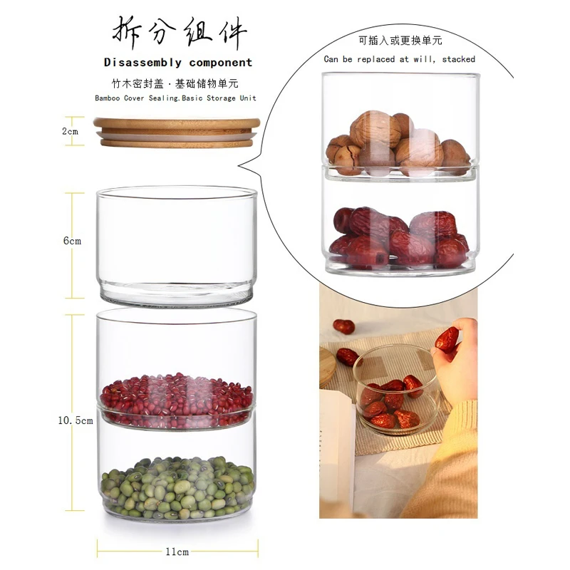 New1200 Ml 3-layer Glass Can K - Food Storage Glass Container Set ulasan dan harga