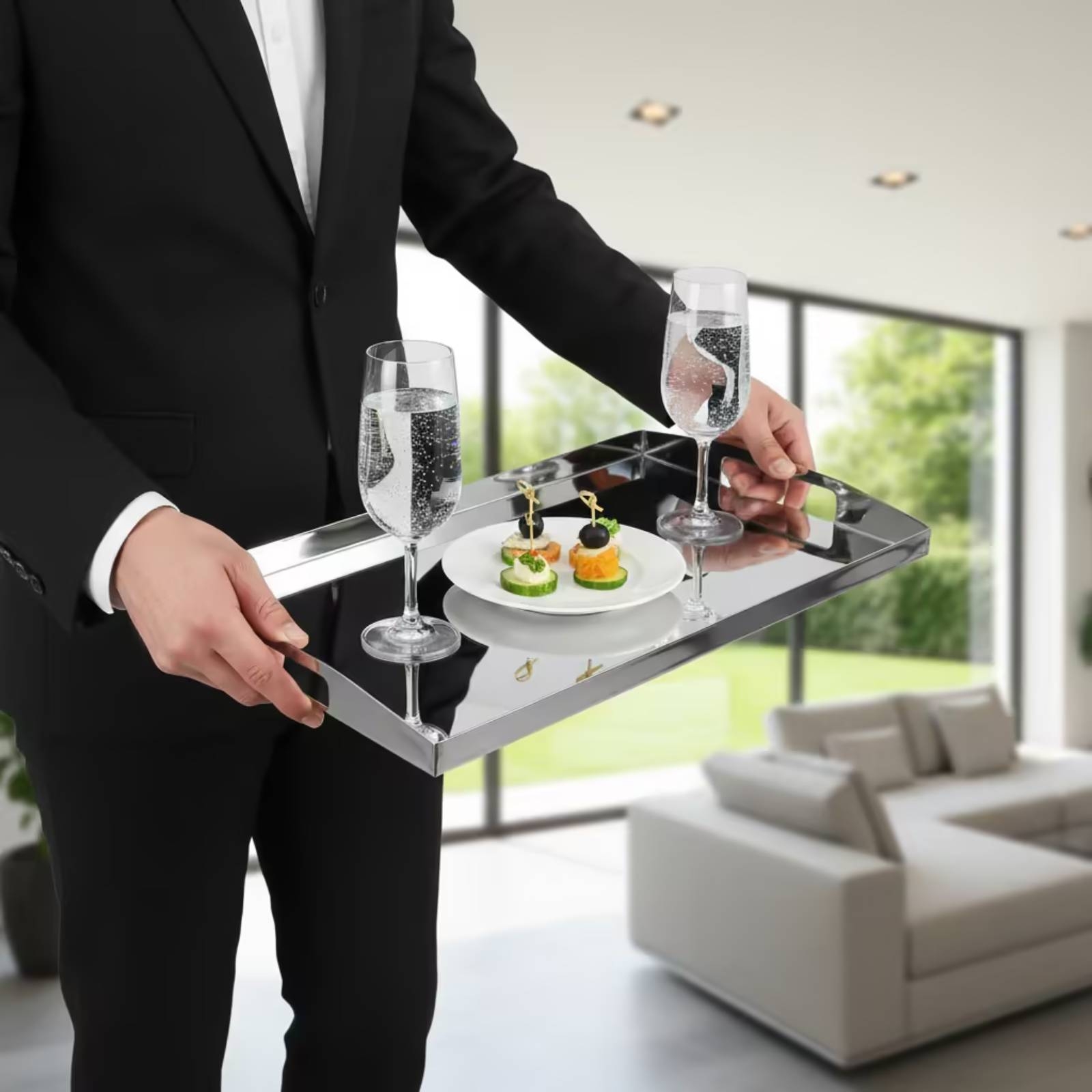 Stainless Steel Tray Mirrored  - Storage Food Tray ulasan dan harga