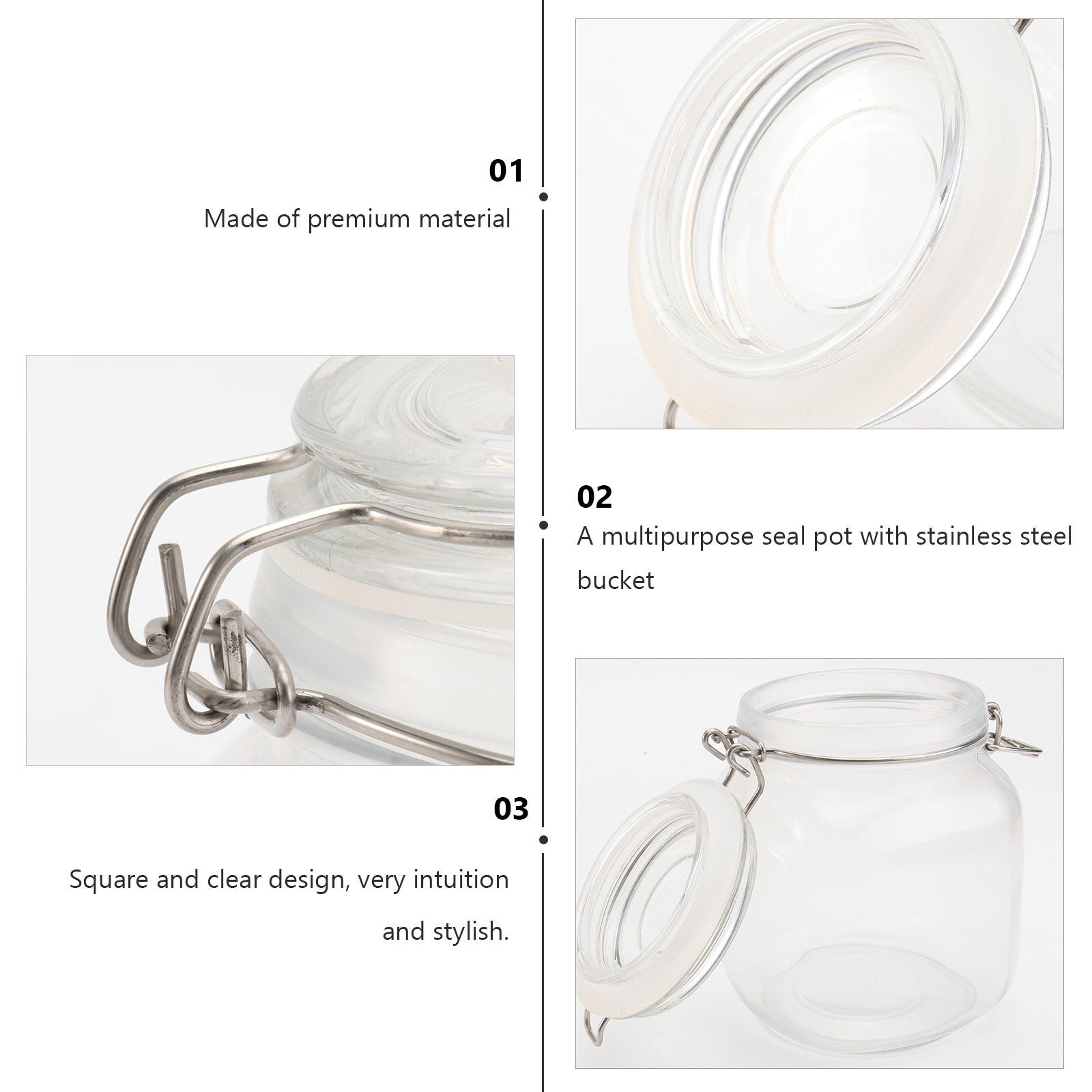 1000Ml Square Transparent Glas - Food Storage Glass Container Set ulasan dan harga