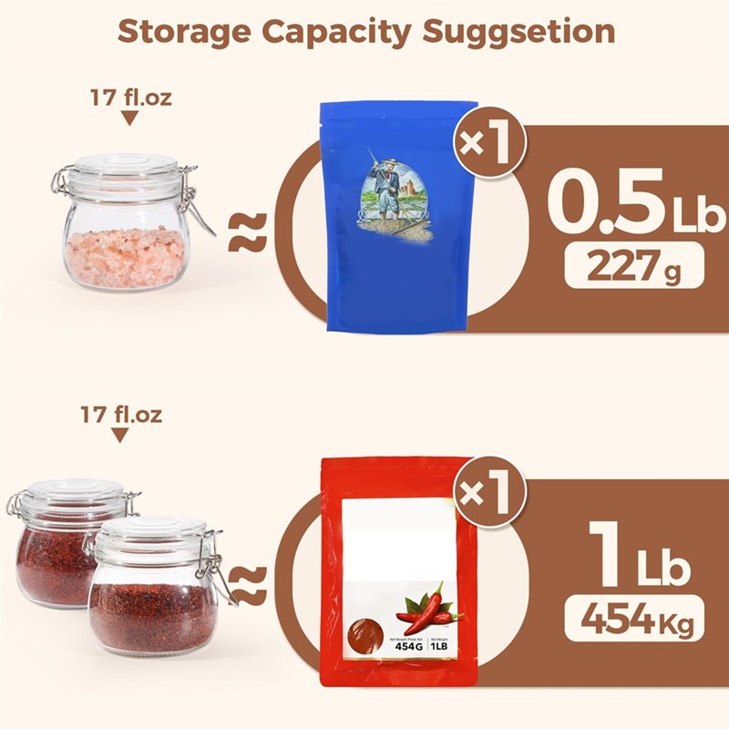 A96K-Glass Jars 17 Oz Small Ai - Food Storage Glass Container Set ulasan dan harga