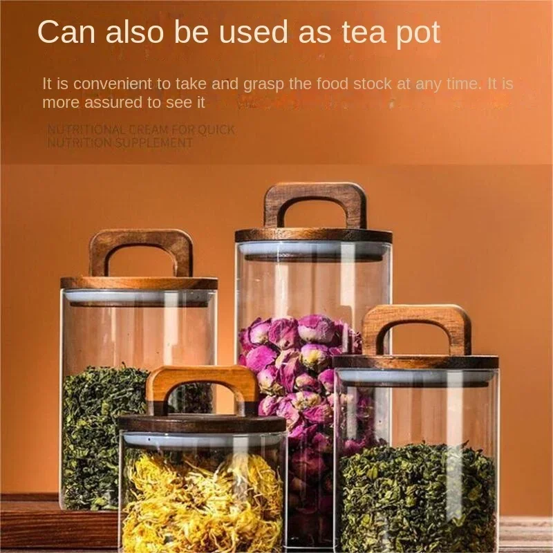 800-2100ml Wood Lid Glass Jar  - Food Storage Glass Containers Large ulasan dan harga