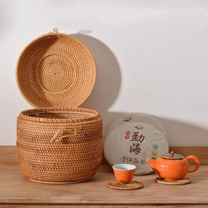 Handwoven Rattan Tea Storage B - Food Storage On Table ulasan dan harga