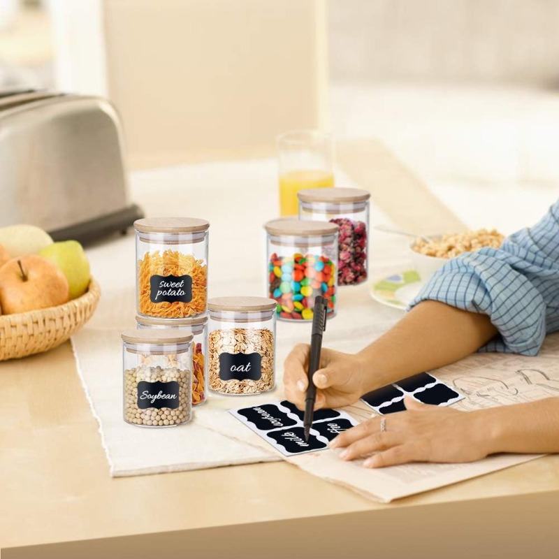 12 Glass Jars Set with Bamboo  - Food Storage Glass Containers Large ulasan dan harga