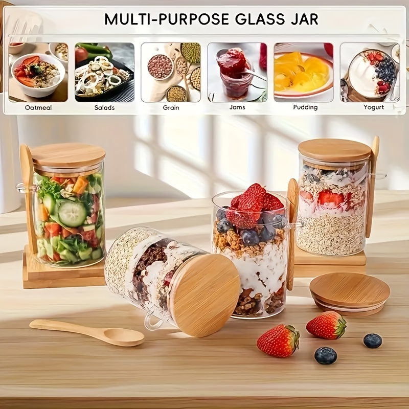1/2/4/8Pcs Oatmeal Glass Cup S - Food Storage Glass Container Set ulasan dan harga