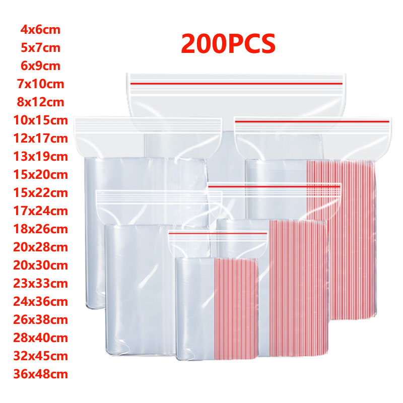 100/200Pcs Small Zip Lock Plas - Food Storage Locker ulasan dan harga