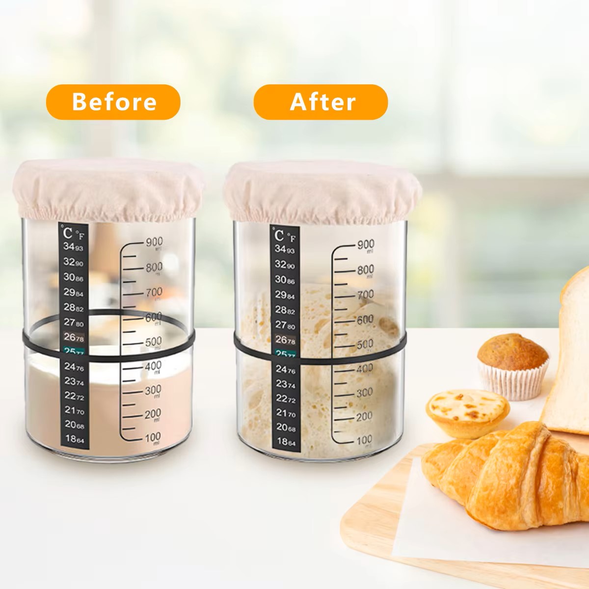 1500/900ml Sourdough Starter J - Food Storage Glass Container Set ulasan dan harga