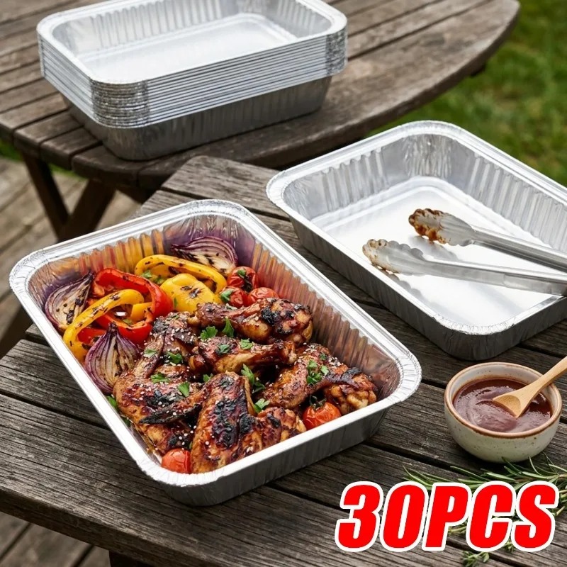 30Pcs 830ml Aluminum Foil Baki - Food Storage Aluminum Containers ulasan dan harga