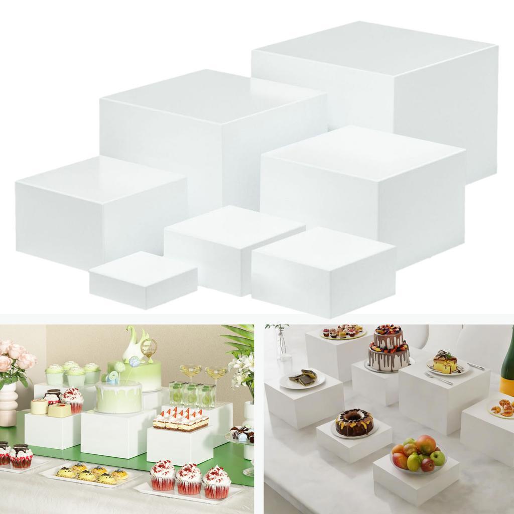 7 Pieces Acrylic Cube Display  - Food Storage On Table ulasan dan harga