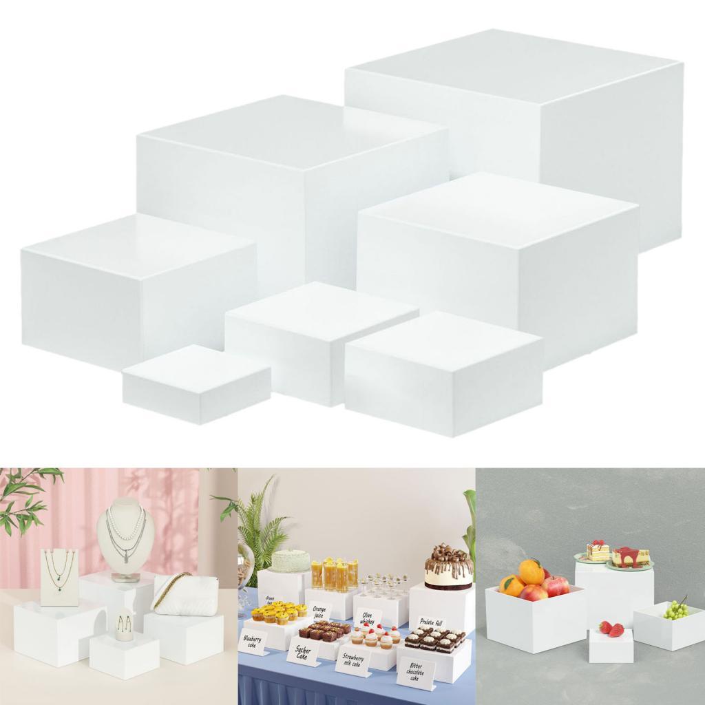 7 Pieces Acrylic Cube Display  - Food Storage On Table ulasan dan harga