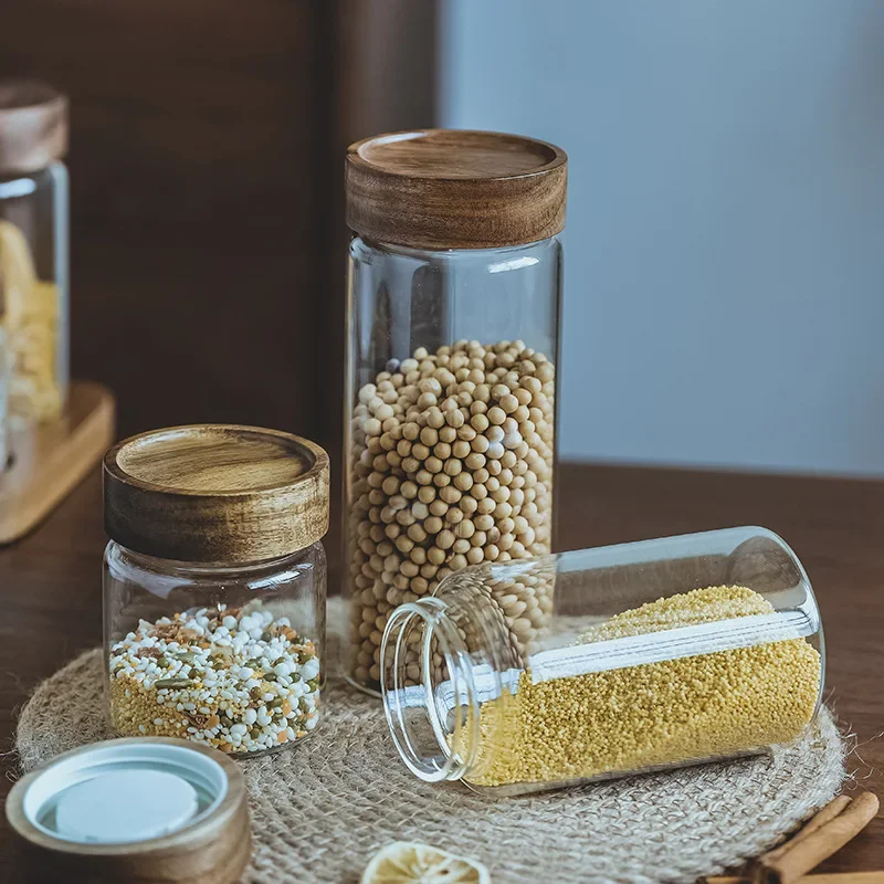 Wood Lid Orgnizer Glass Airtig - Food Storage Glass Container Set ulasan dan harga