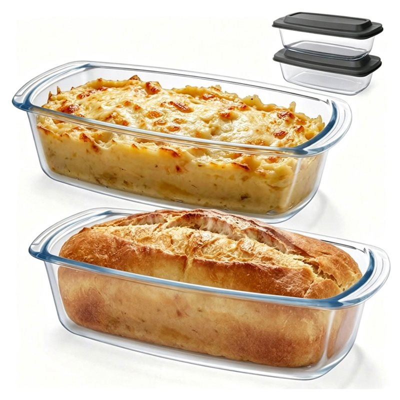 ABMR-Loaf Pan 2-Pack LARGE 7.6 - Food Storage Glass Containers Large ulasan dan harga