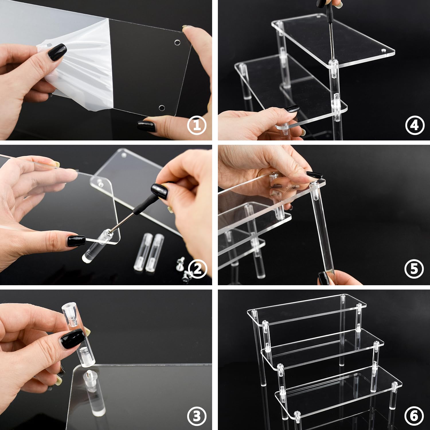 Acrylic Display Risers, 3 Tier - Food Storage Types ulasan dan harga