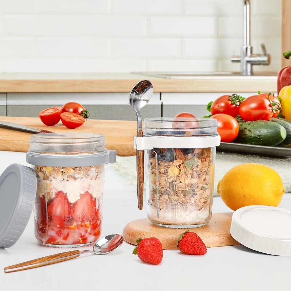 Yogurt Jar 350ml Overnight Oat - Food Storage Glass Container Set ulasan dan harga