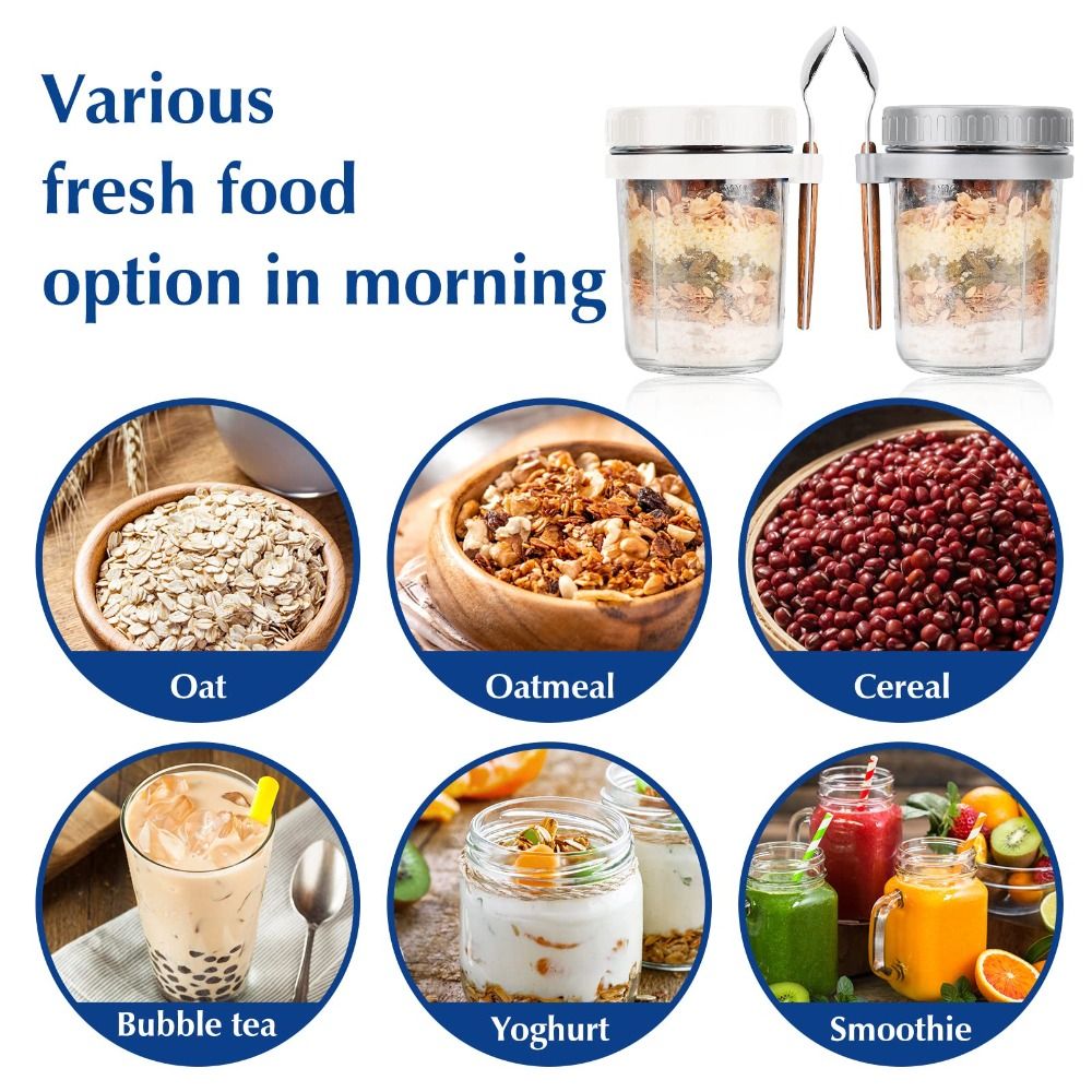 Yogurt Jar 350ml Overnight Oat - Food Storage Glass Container Set ulasan dan harga
