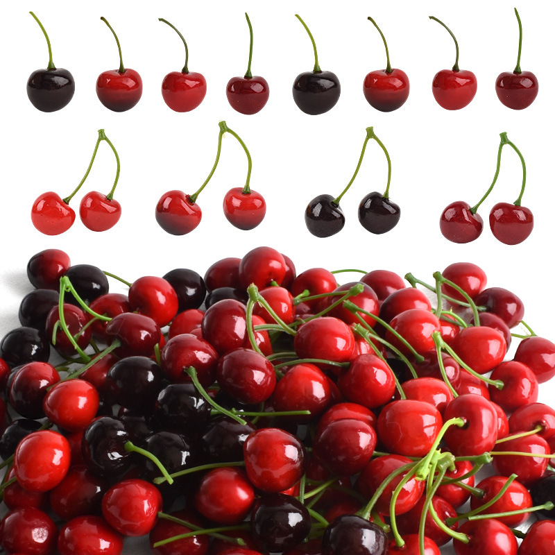 10Pcs Artificial Cherry Fake F - Food Storage On Table ulasan dan harga